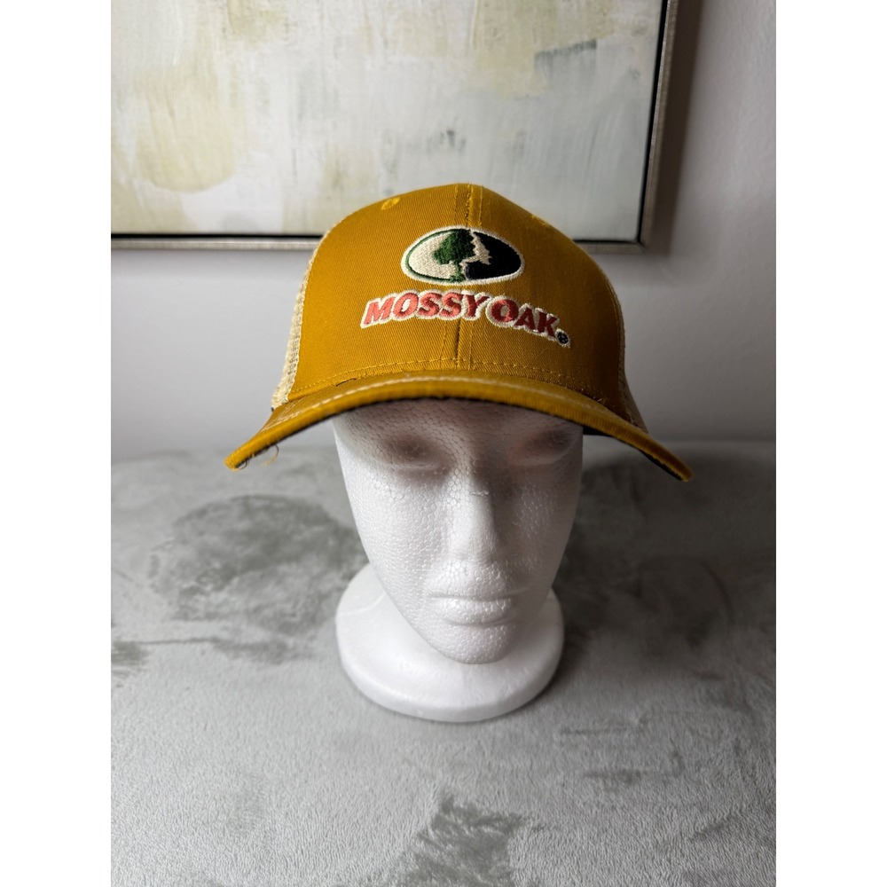 Mossy Oak Trucker Hat Men One Size Yellow Mesh Snapback Hunting Cap
